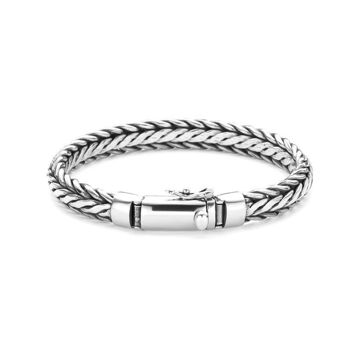 Geoxideerd zilveren heren armband – vossestaartschakel 9 mm