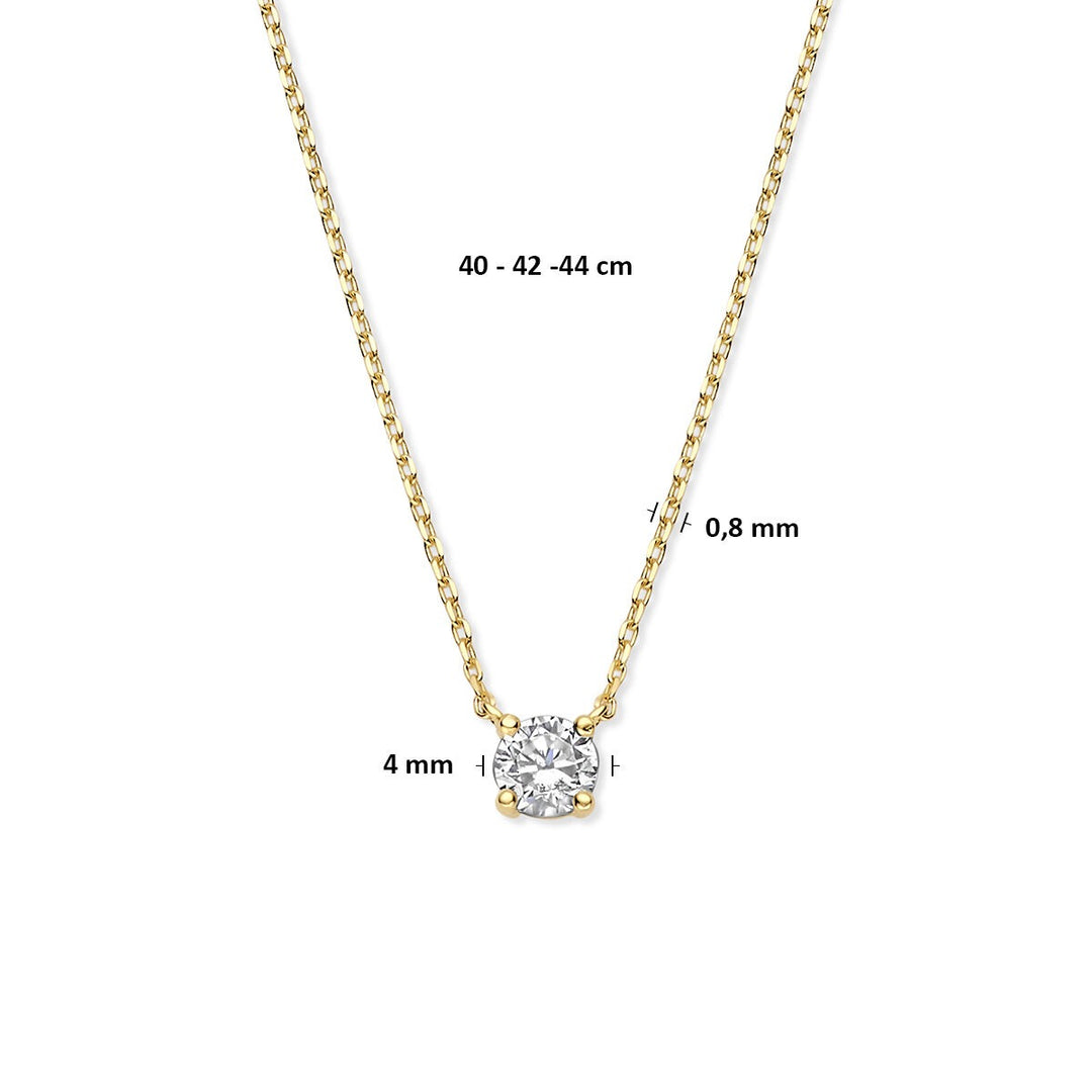 9k collier zirkonia 40 - 42 - 44 cm 9K geel kleurig