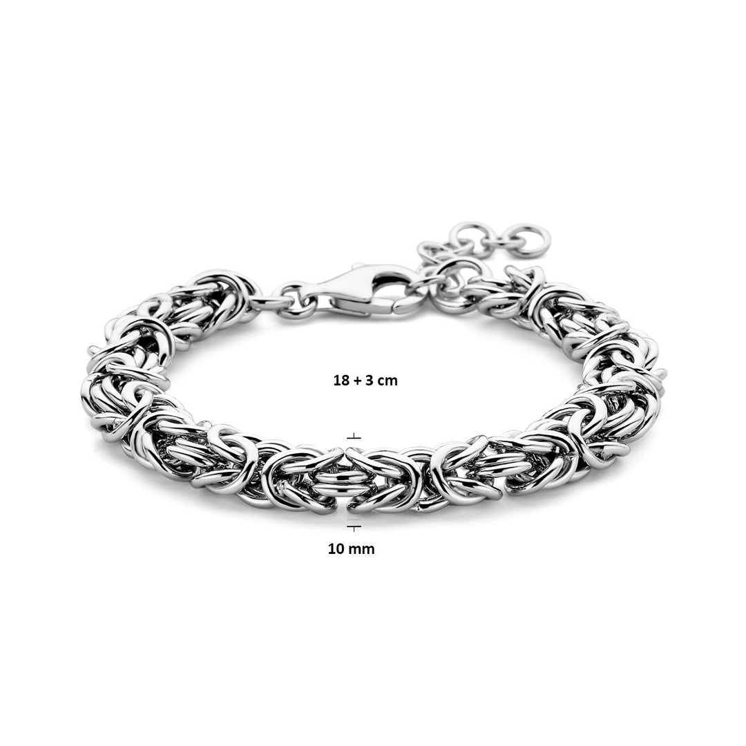 Gerhodineerd Zilveren Koningsschakel Armband – 10mm Breed