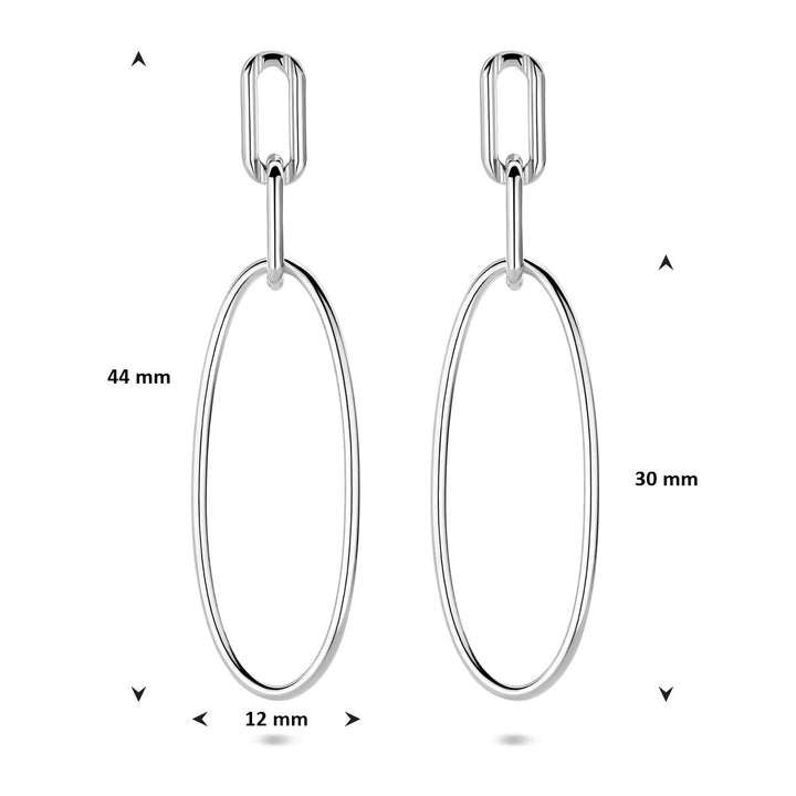 Zilveren oorhangers ovaal gerhodineerd 44mm