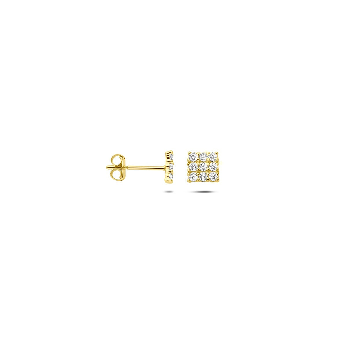 Gouden oorknoppen met pavé zirkonia – 14k