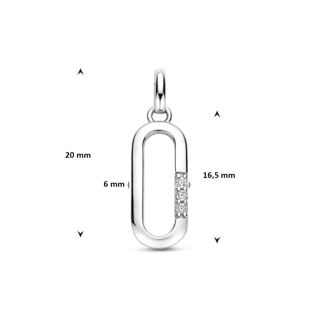Zilveren hanger met zirkonia in entourage zetting 20 mm