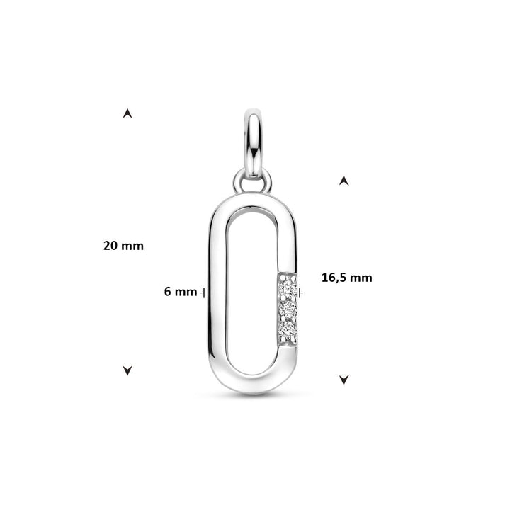 Zilveren hanger met zirkonia in entourage zetting 20 mm