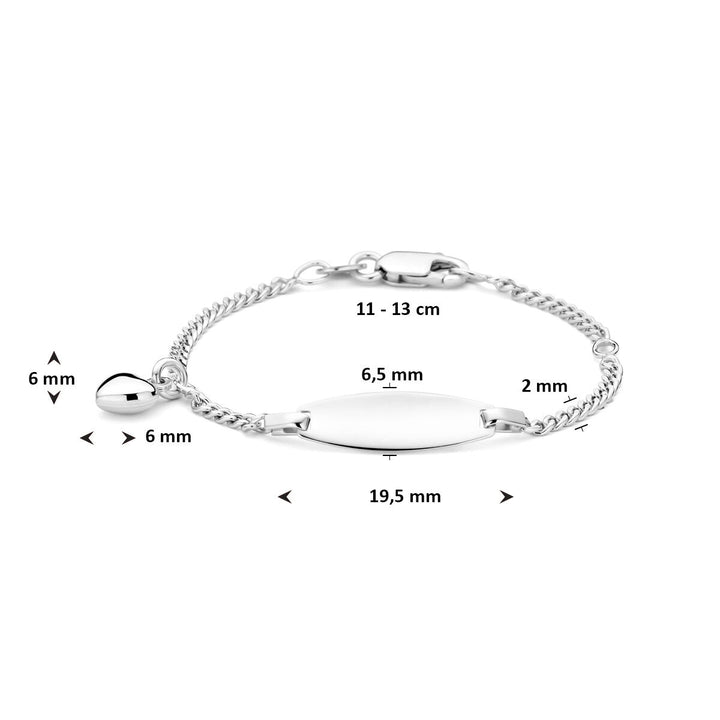 Zilveren graveerarmband met hartje – kindermaat
