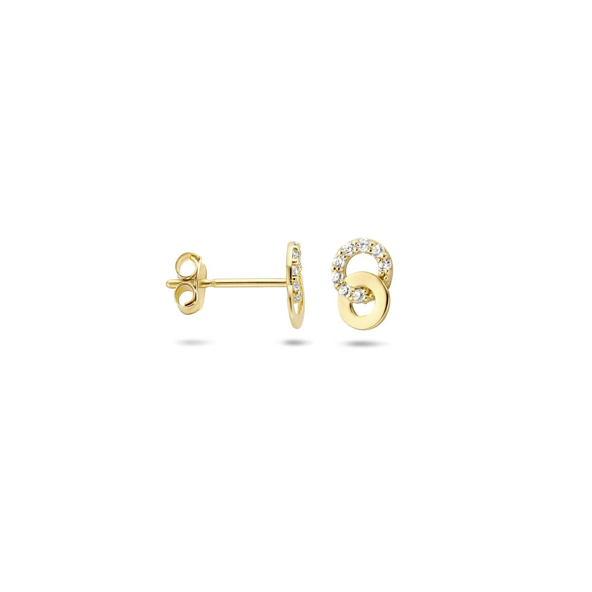 Gouden oorknoppen met zirkonia – 14k, entourage zetting