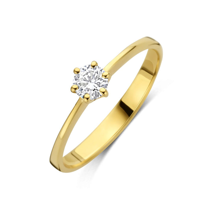 14k Geelgouden ring met lab grown diamant