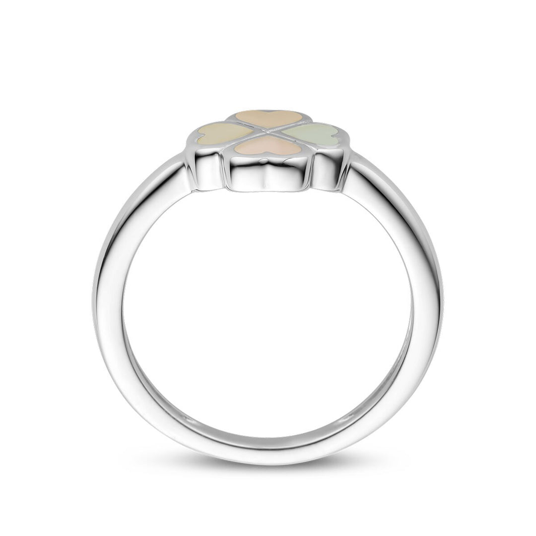 ring clover mother of pearl silver rhodium plated