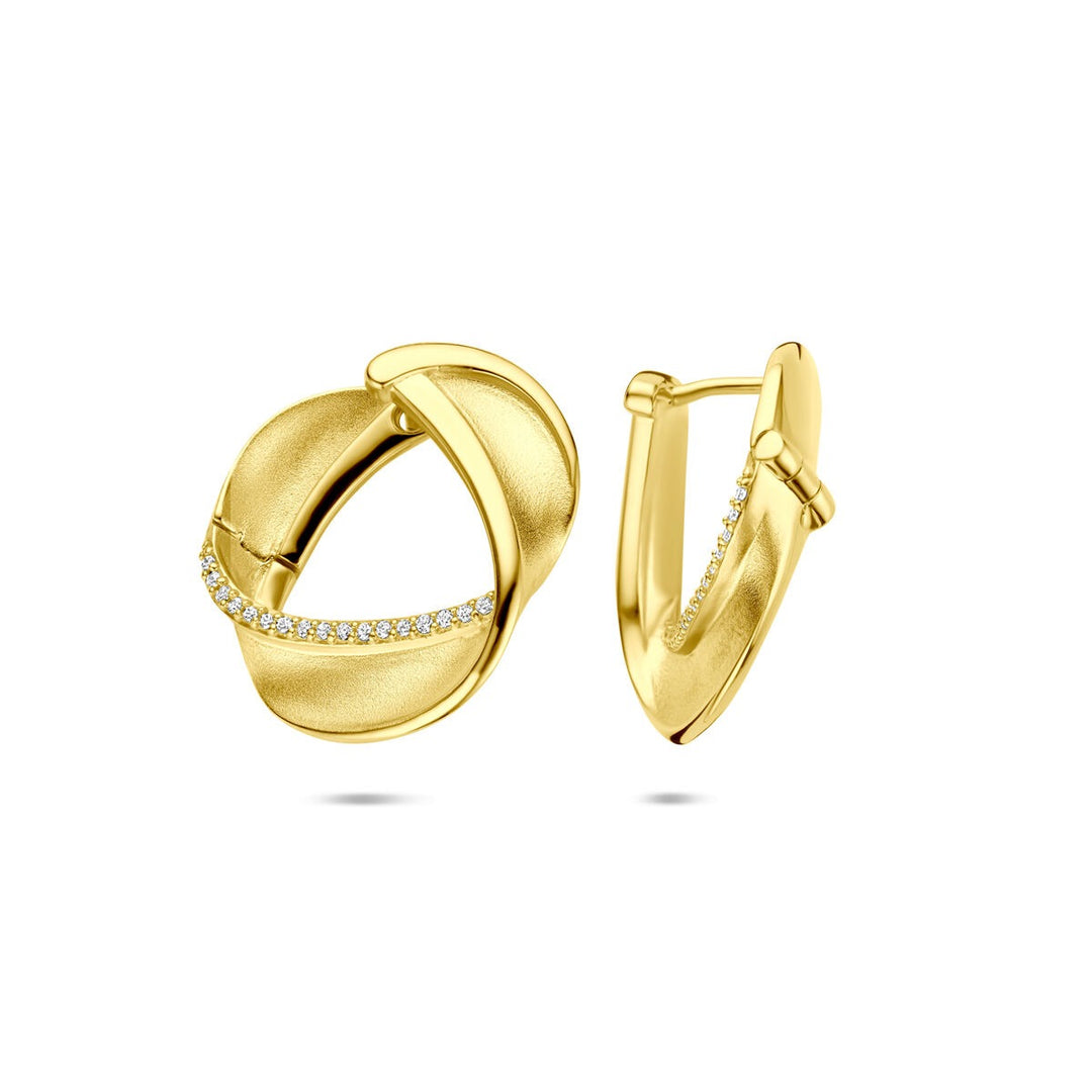 Verguld zilveren klapoorringen met zirkonia – 925 zilver