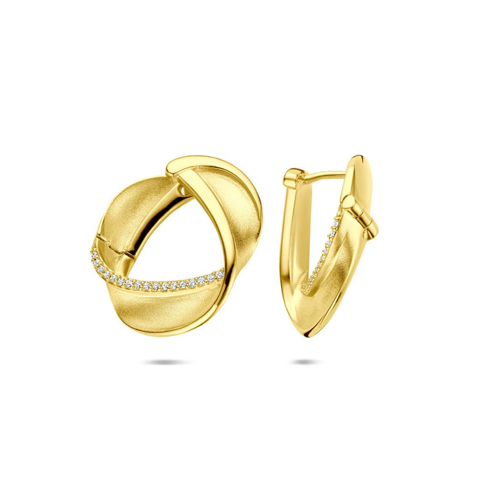 Verguld zilveren klapoorringen met zirkonia – 925 zilver