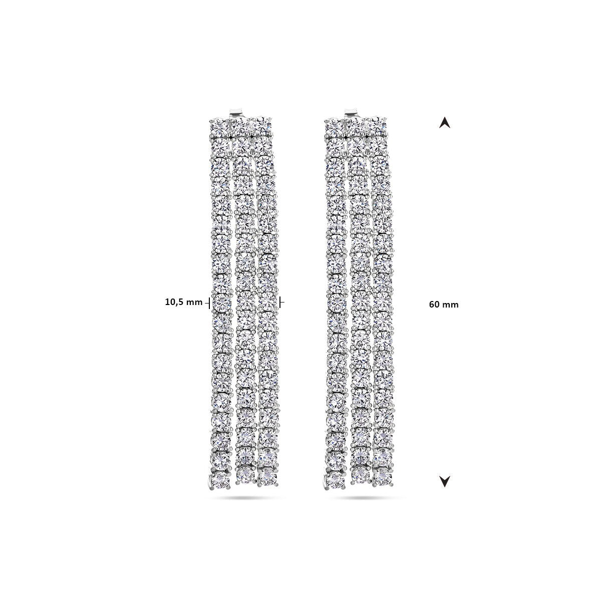 earrings zirconia silver rhodium plated