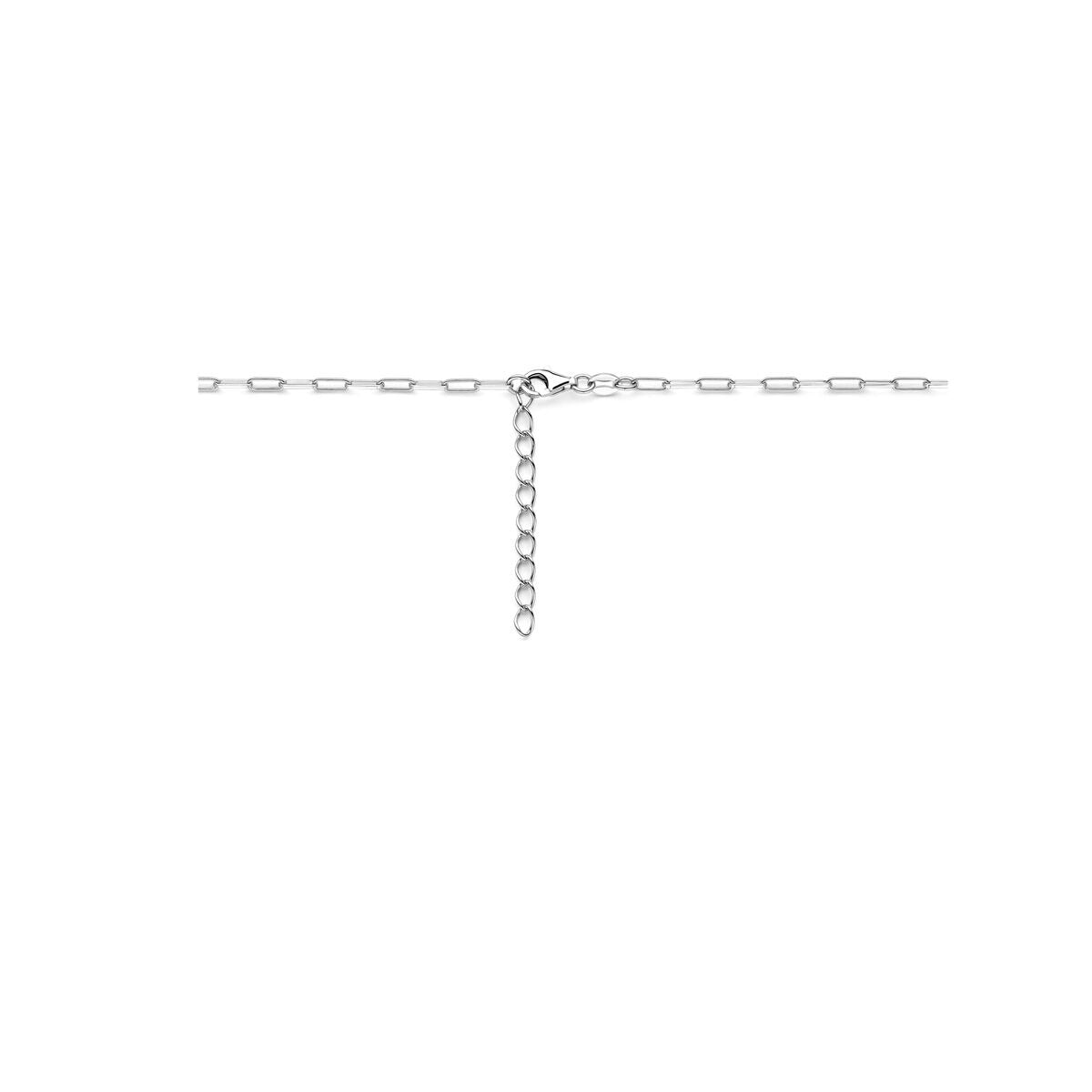 Zilveren collier met koffieboon schakel – gerhodineerd damescollier met verfijnd design
