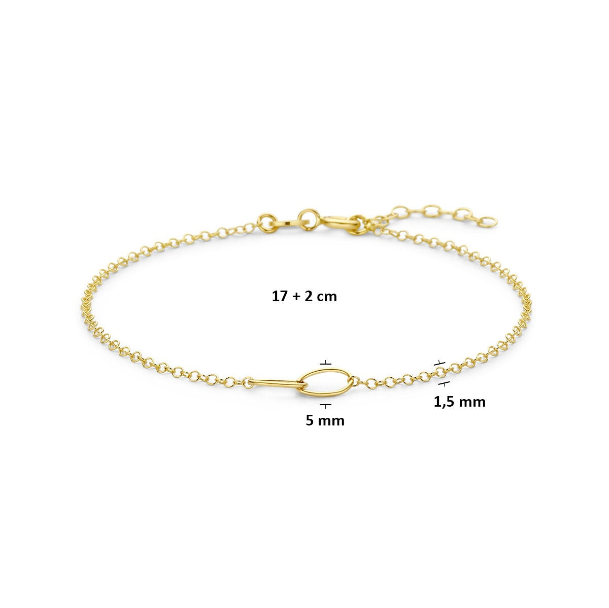 14k Geelgouden Armband Ovaal Schakel