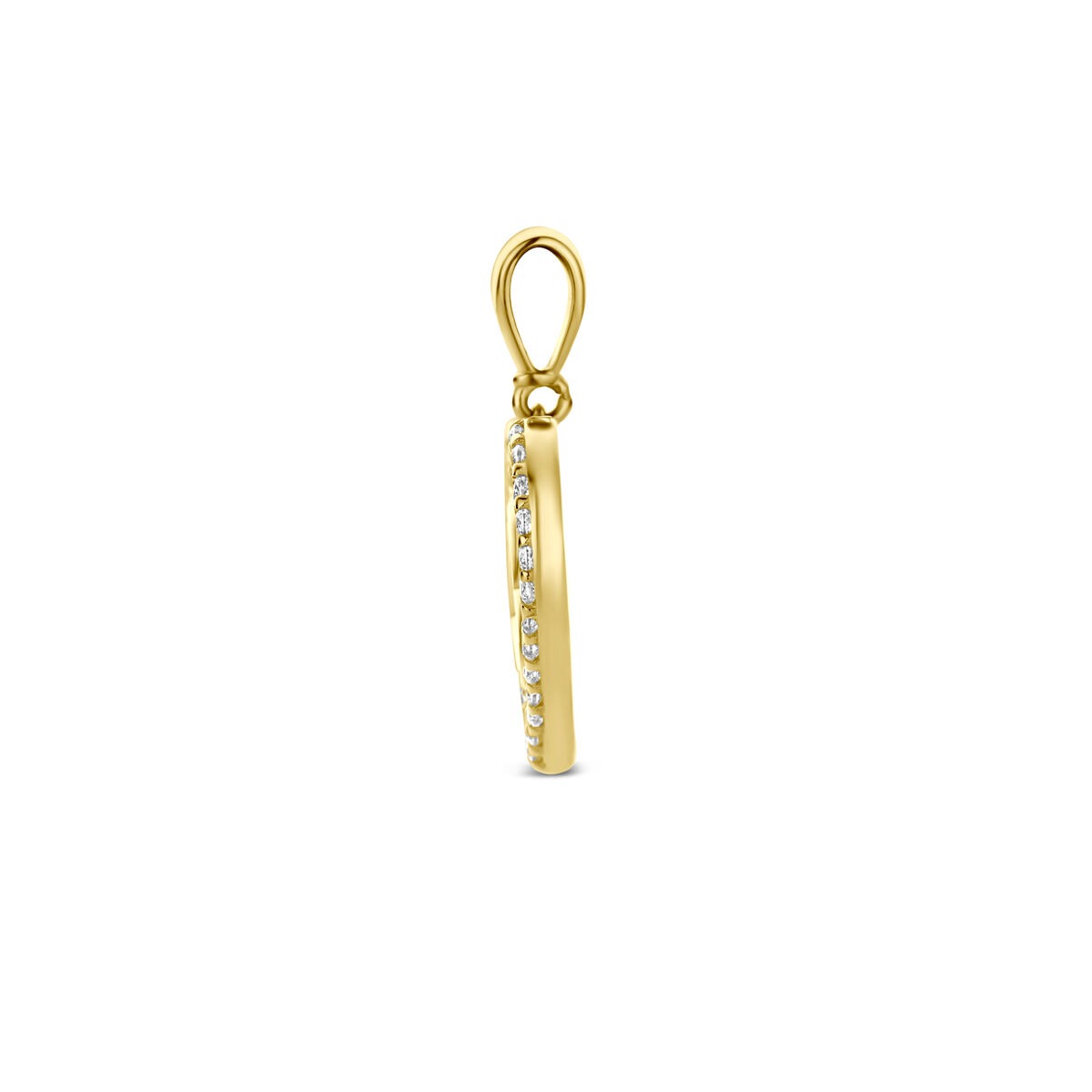 9k Geelgouden hanger dubbel hart met zirkonia