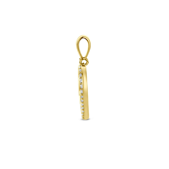 9k Geelgouden Ketting met Hanger Dubbel Hart Zirkonia