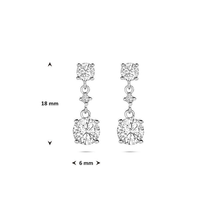 Zilveren oorhangers met zirkonia – Gerhodineerd dames sieraad 18 mm