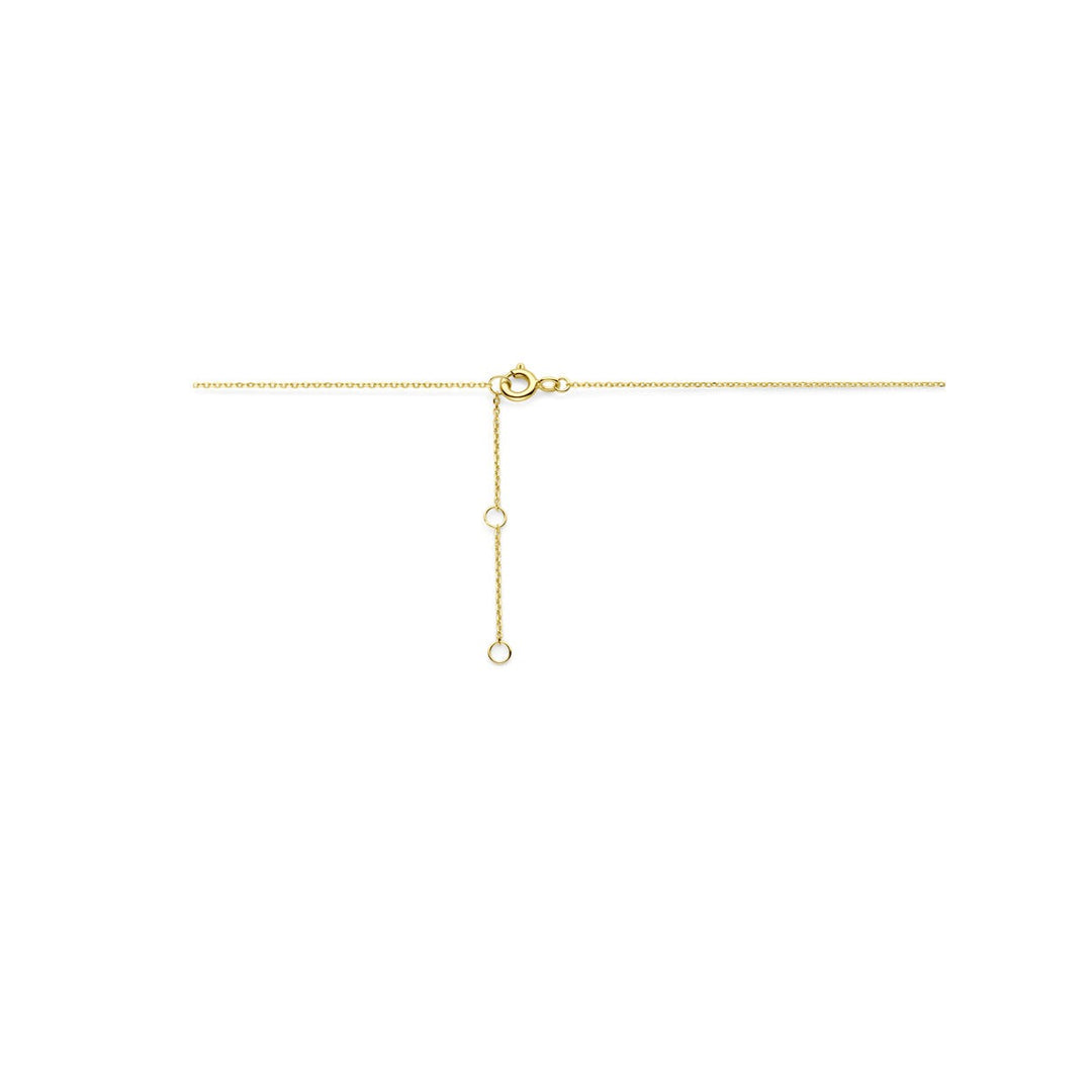 9k Geelgoudkleurig dames collier met zirkonia – verstelbaar tot 44 cm