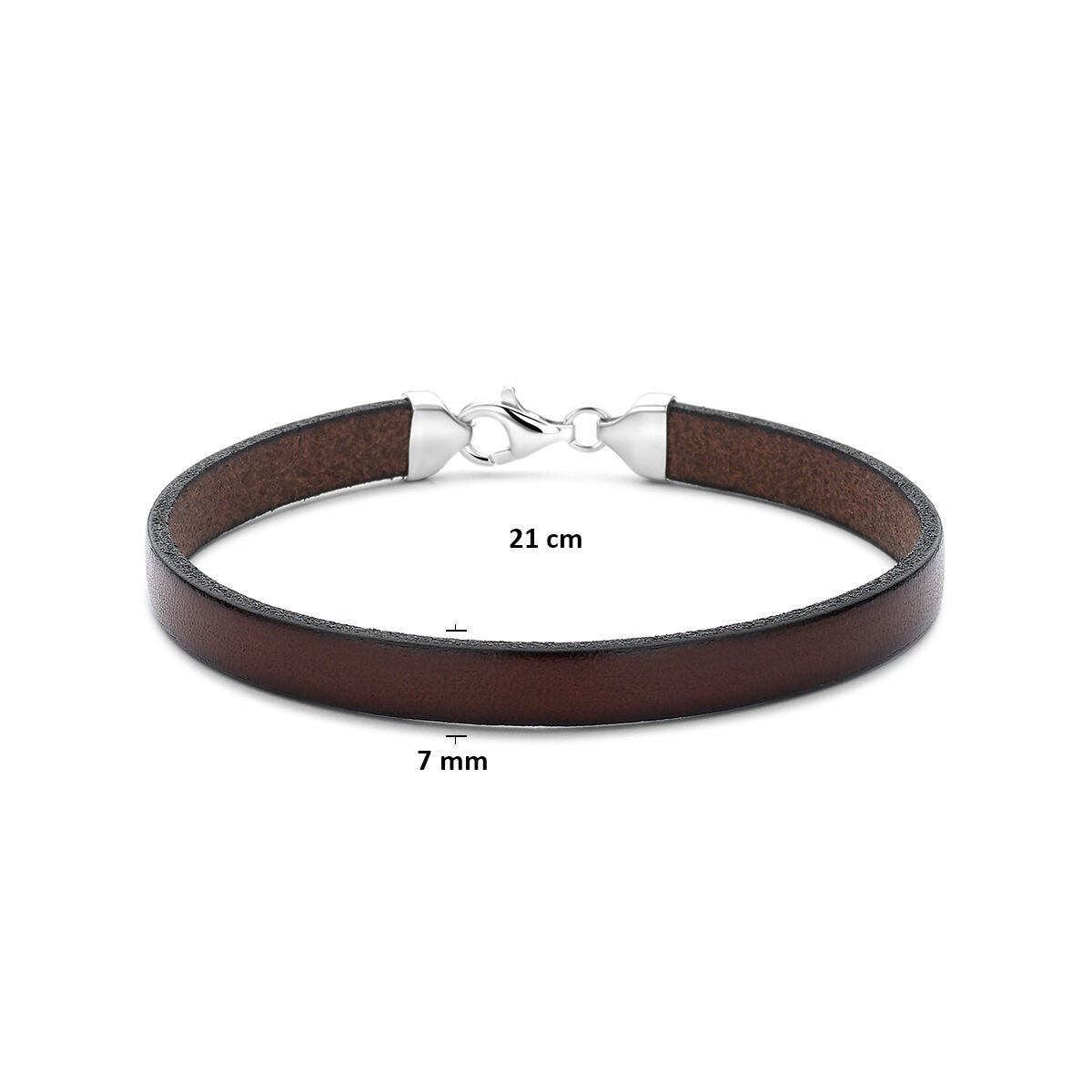 Bruin leren herenarmband met zilveren sluiting