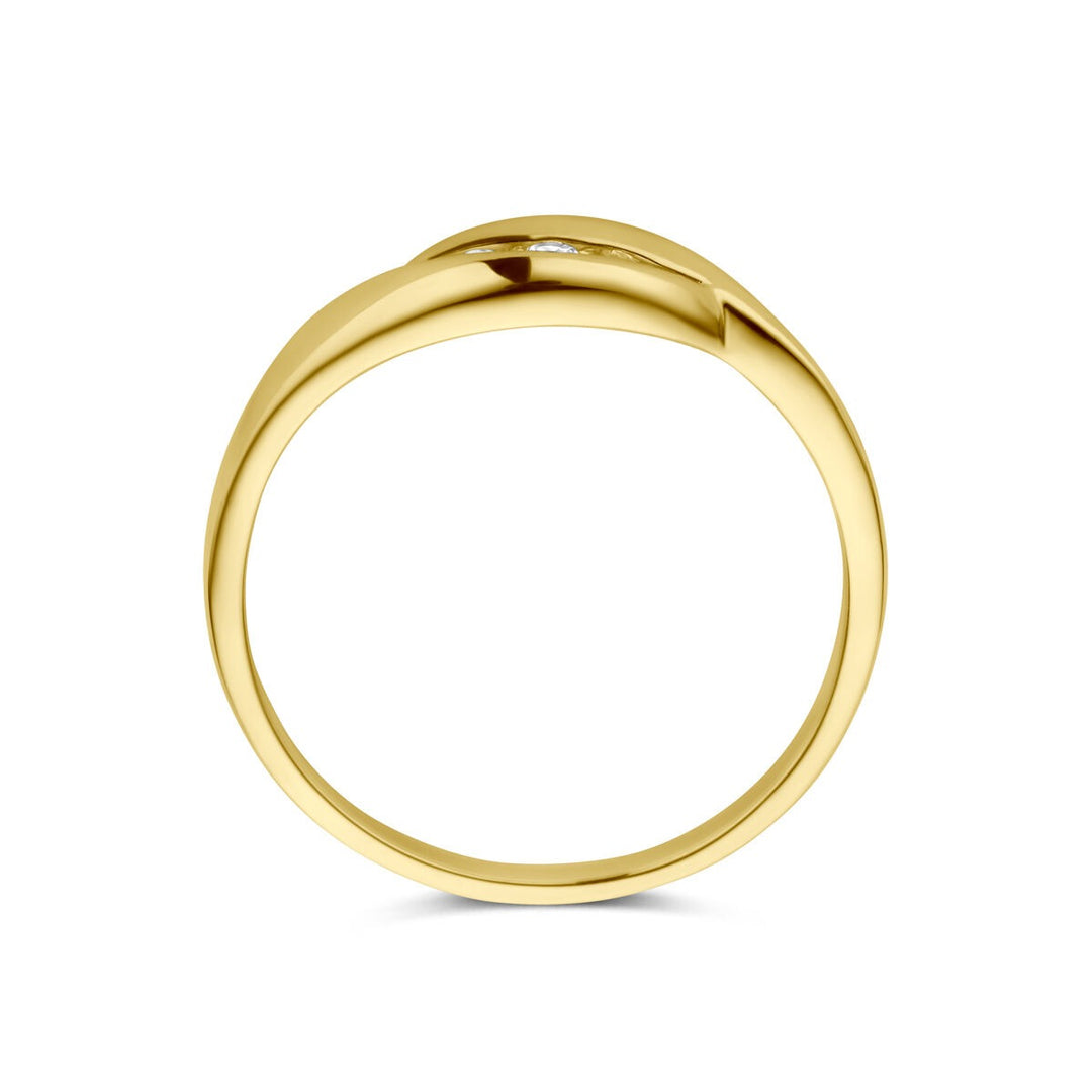 14k geelgouden damesring met zirkonia – fonkelende finesse in goud