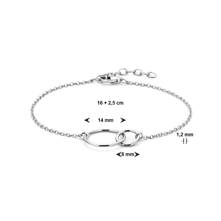 bracelet circles 16 + 2.5 cm silver rhodium plated