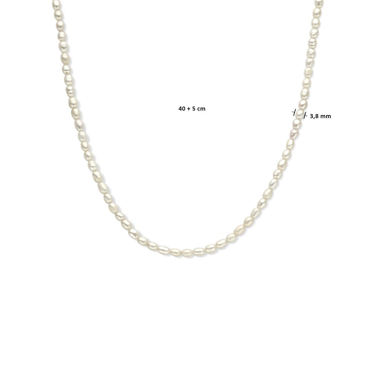 Zilveren dames ketting – gerhodineerd collier met zoetwaterparels