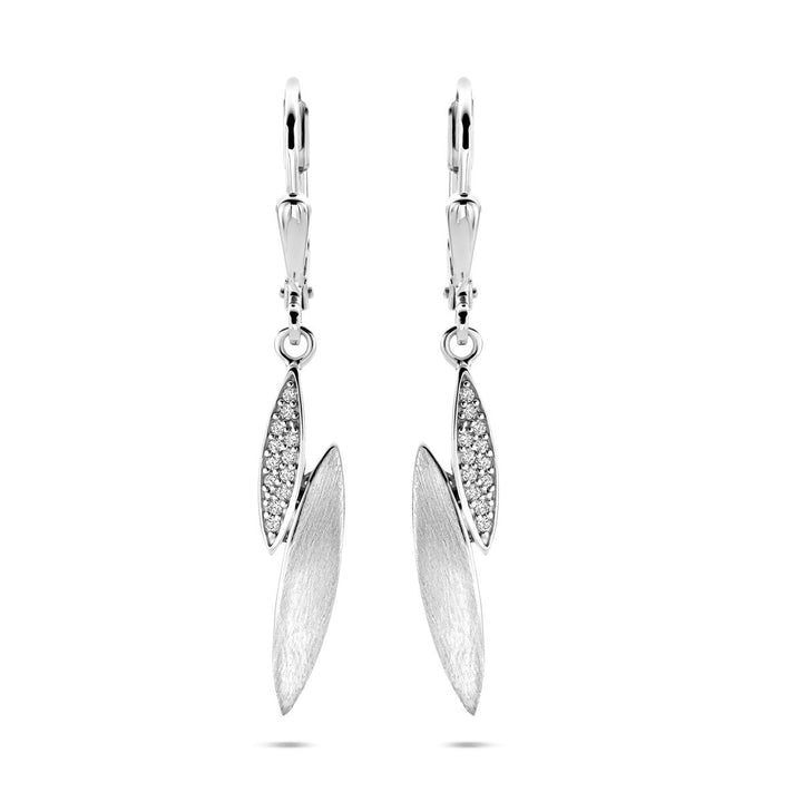 Zilveren oorhangers met zirkonia – gerhodineerd