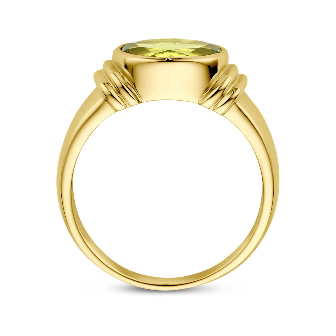 Gouden dames ring – 14k met ovale peridoot