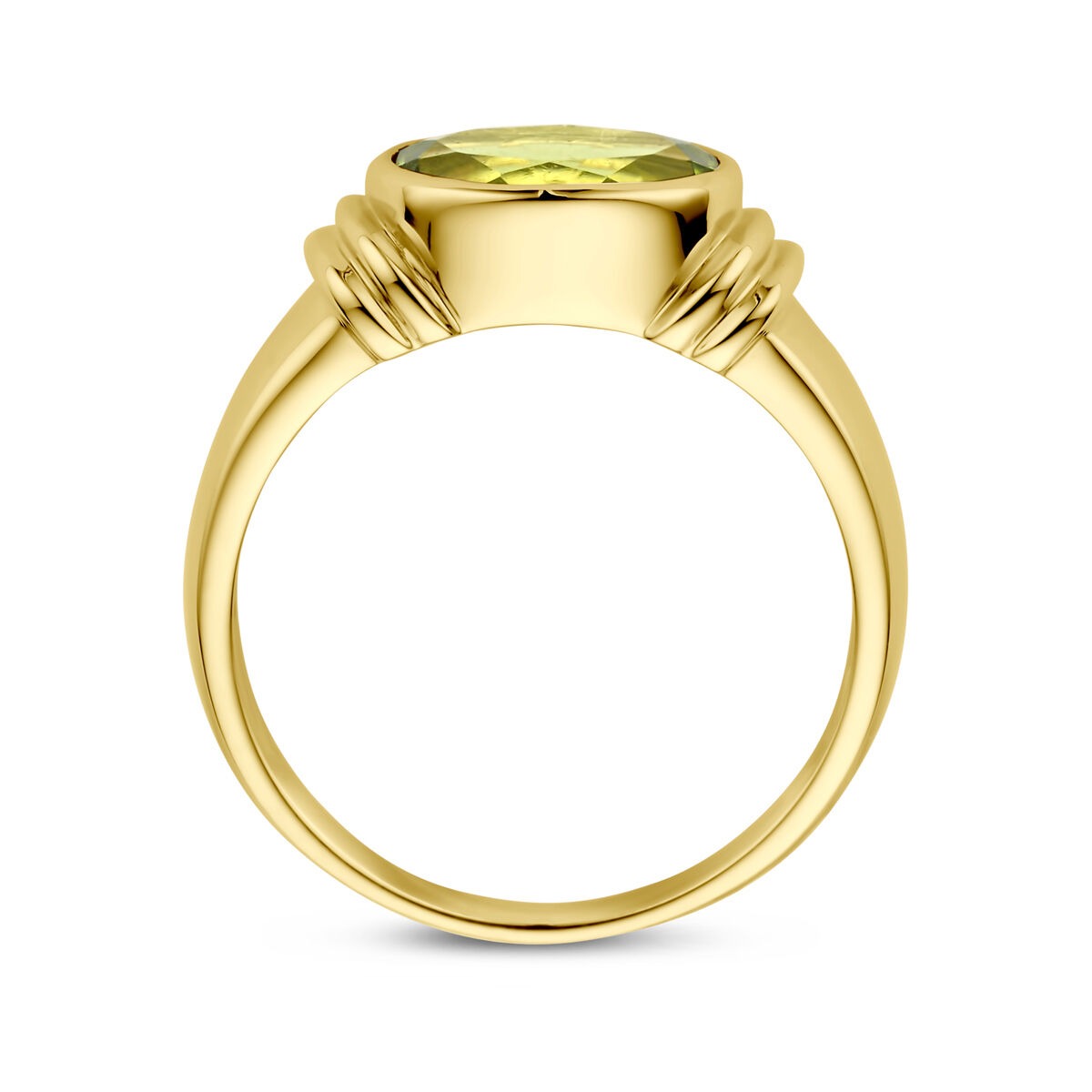 Gouden dames ring – 14k met ovale peridoot