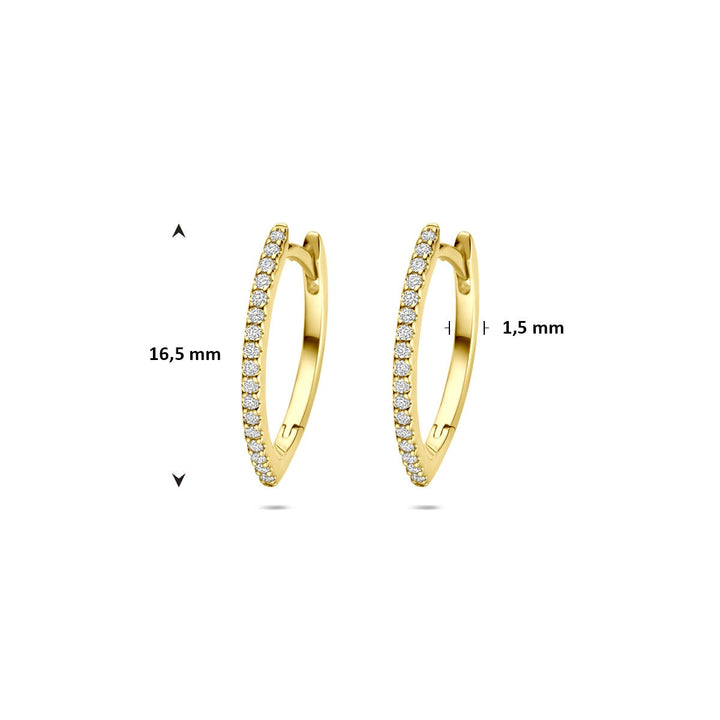 14k geelgouden klapoorringen met diamant – 0.15ct (2x 0.075ct) h si 16,5 mm