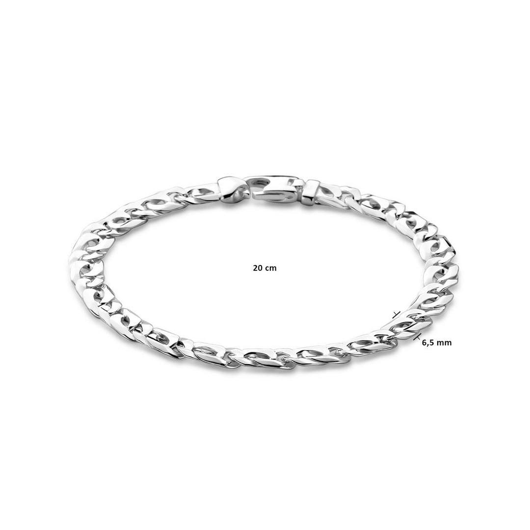 Zilveren heren armband met anker schakel en karabijnsluiting