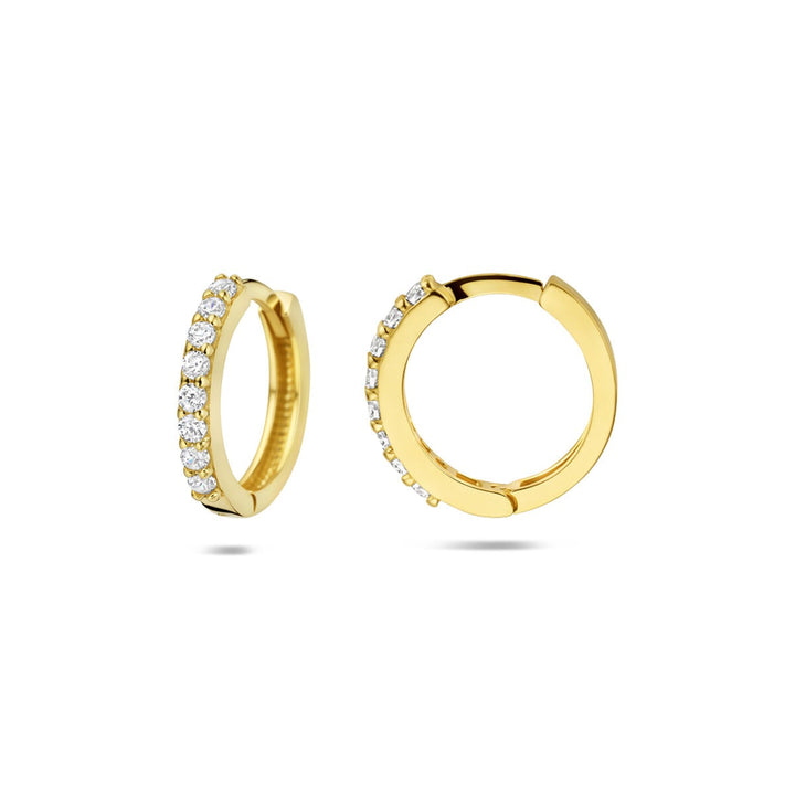 14k geelgouden klapoorringen met briljant geslepen zirkonia