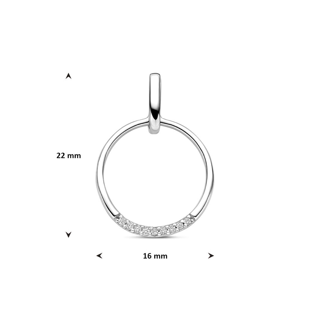 Gerhodineerd zilveren hanger met zirkonia 22 mm
