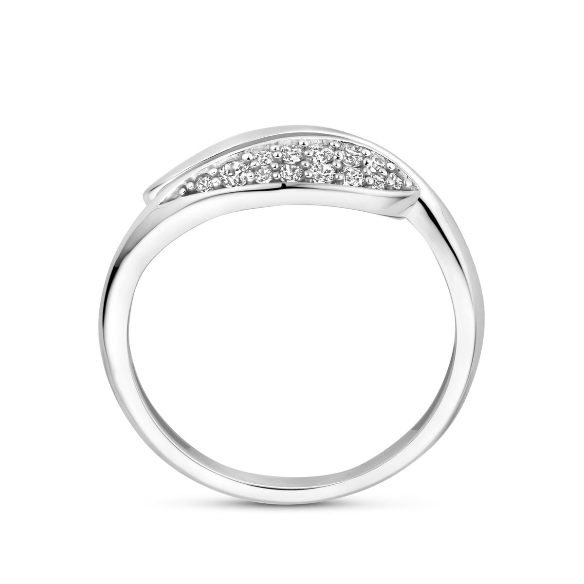 Zilveren ring met zirkonia in rijzetting – gerhodineerd 925 zilver, 8,5 mm breed