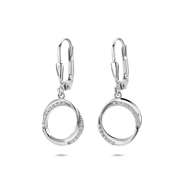 Gerhodineerd zilveren oorhangers met zirkonia rij