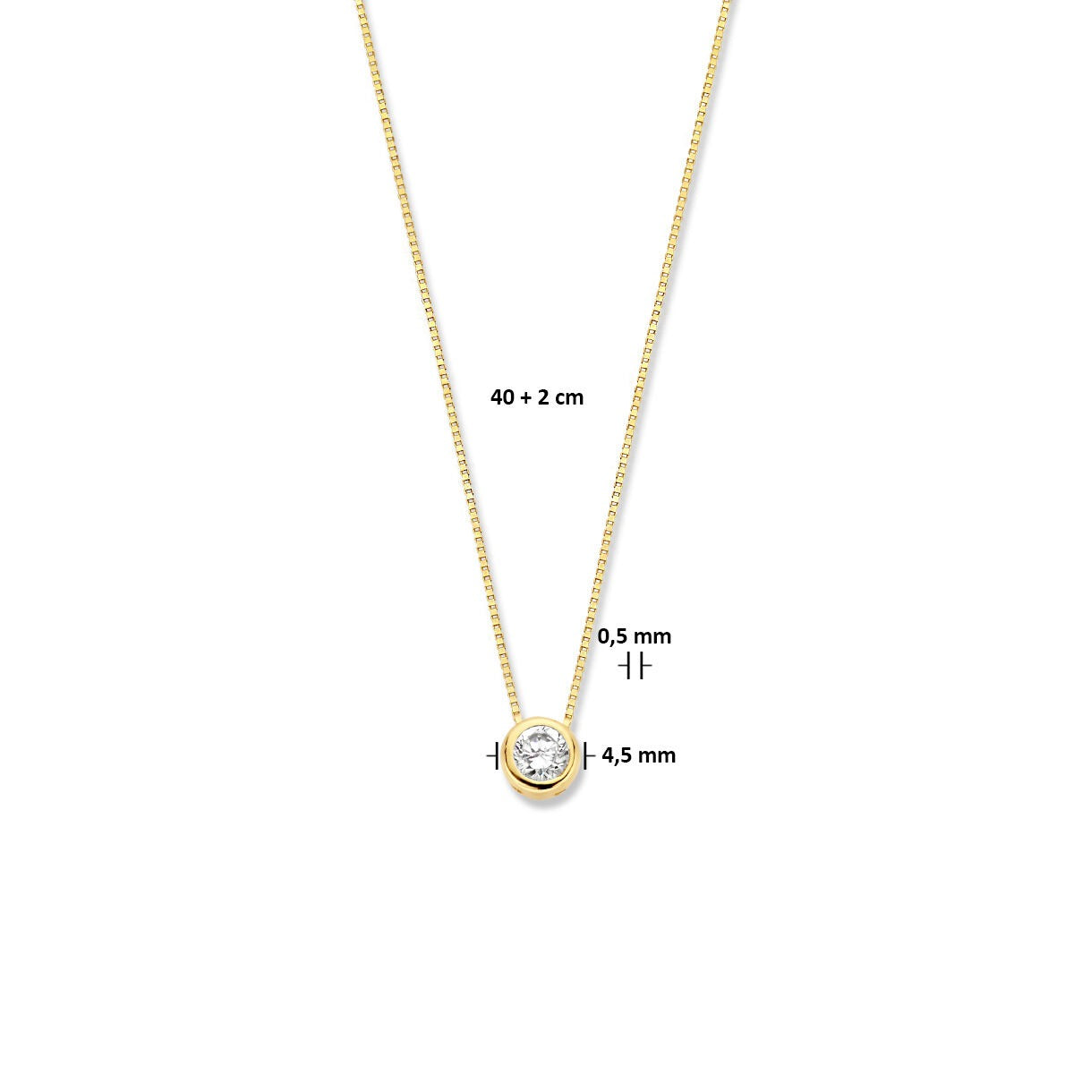 necklace zirconia 40 + 2 cm 14K yellow gold