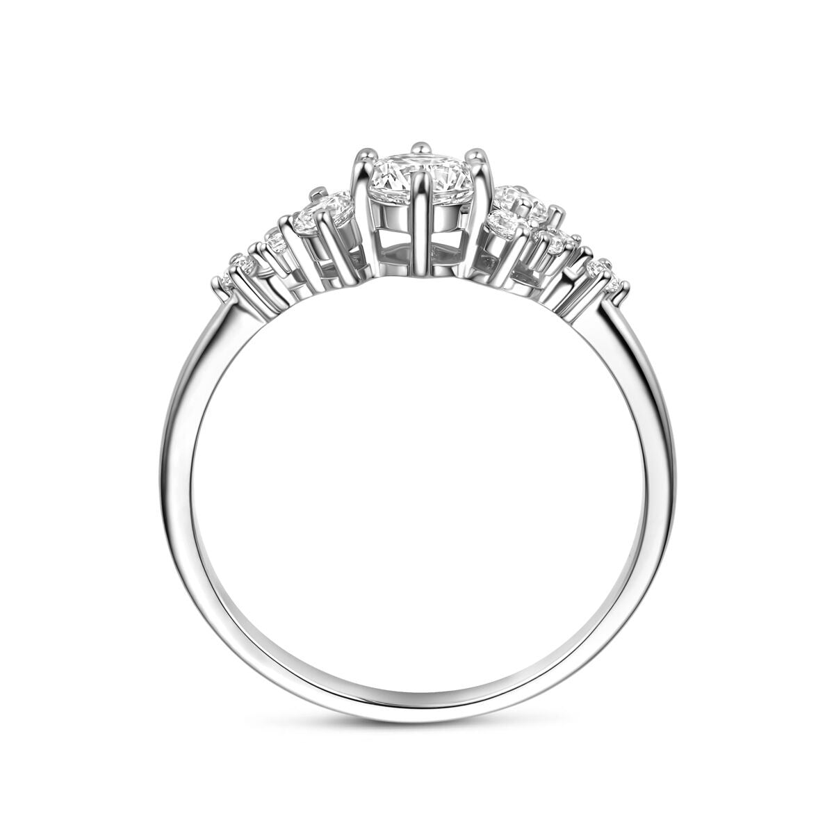 Gerhodineerd 925 Zilveren Ring met Zirkonia 6 mm