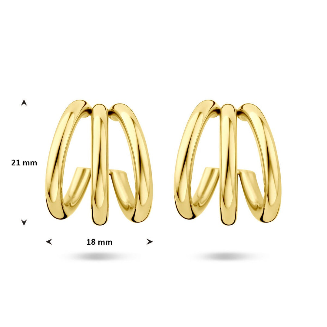 Goudkleurige stalen stekeroorringen met ion plating 21x18mm