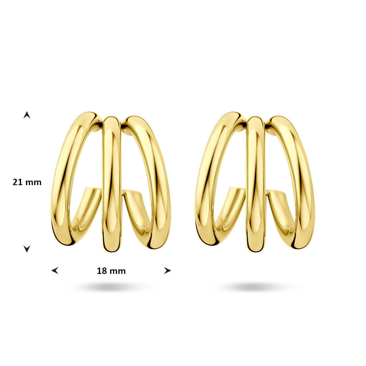 Goudkleurige stalen stekeroorringen met ion plating 21x18mm