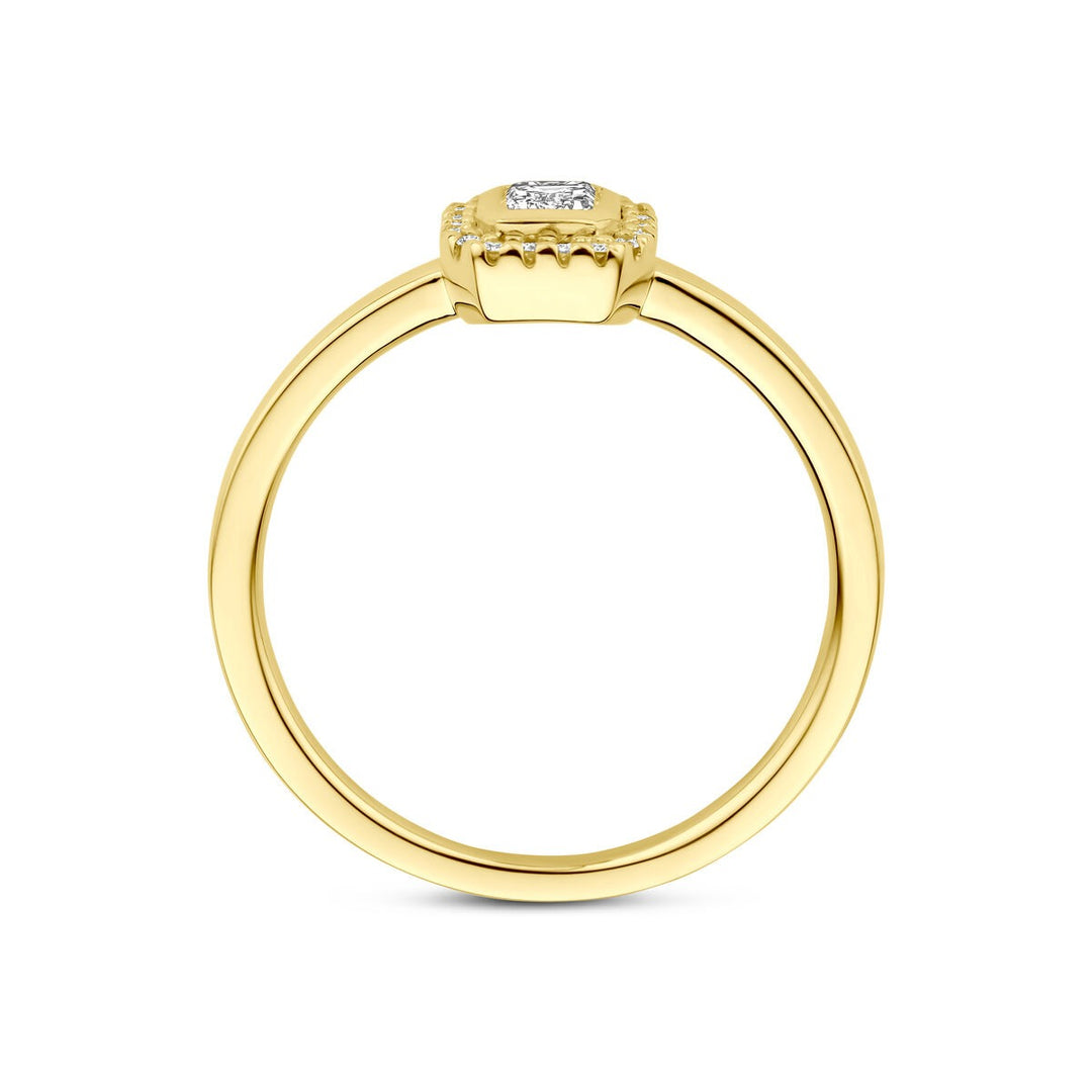 14k geelgouden ring met emerald geslepen diamant