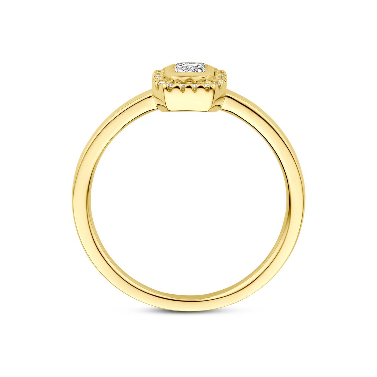 14k geelgouden ring met emerald geslepen diamant