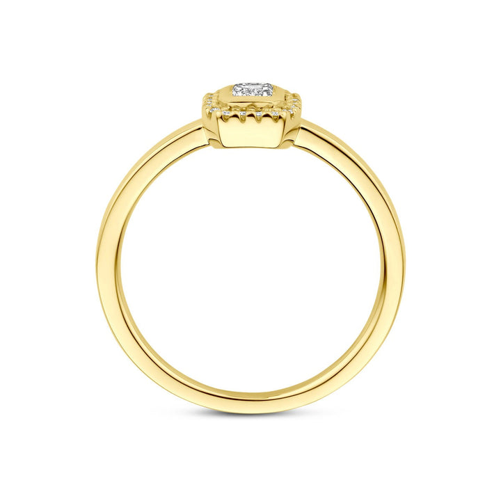 14k geelgouden ring met emerald geslepen diamant