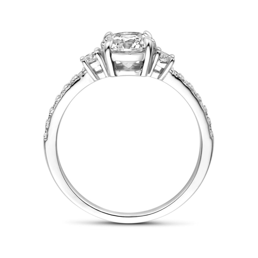 Zilveren ring met briljant geslepen zirkonia – gerhodineerd 925 zilver, 6,5 mm