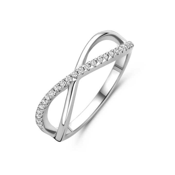 Gerhodineerd zilveren ring met zirkonia