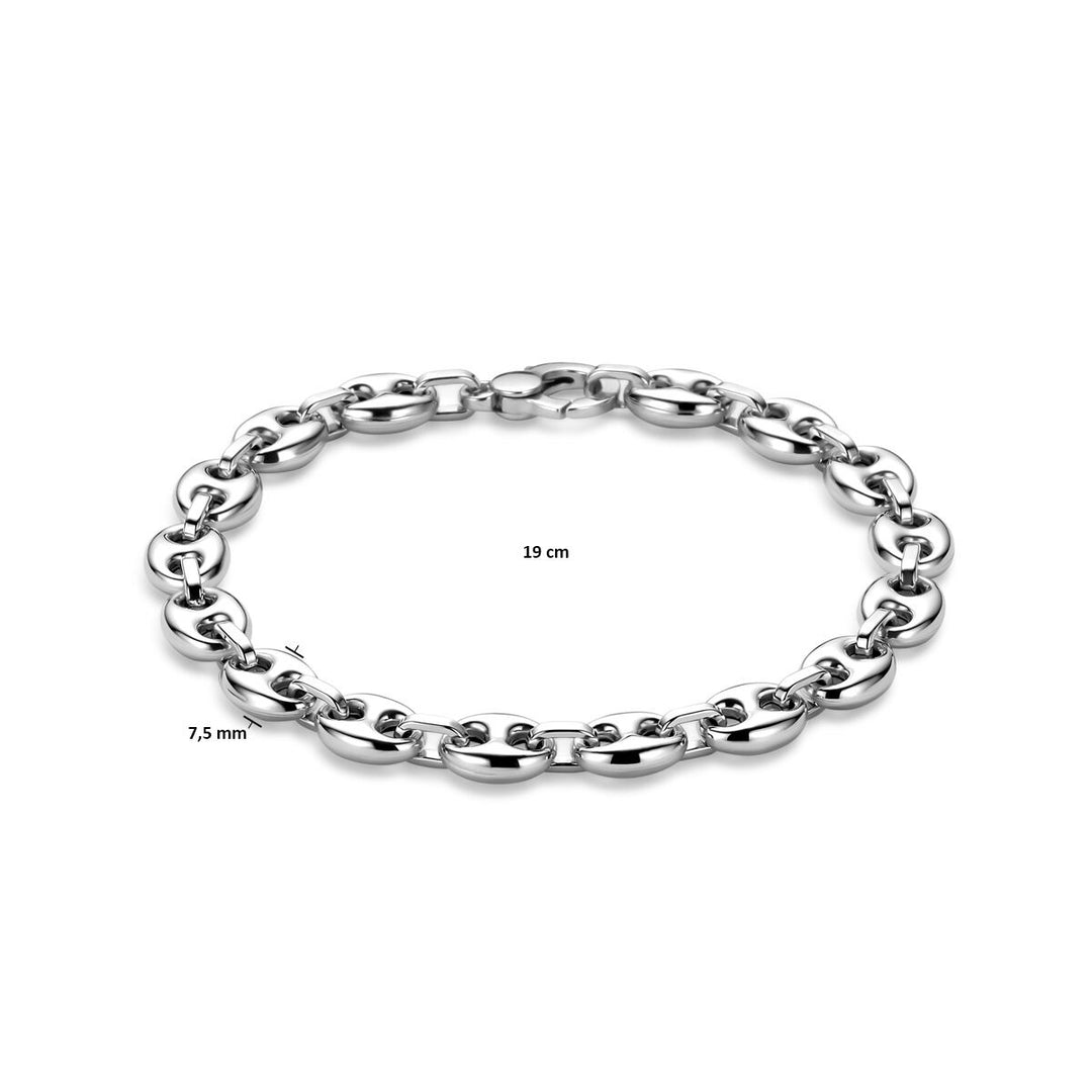925 Gerhodineerd Zilveren Armband met Koffieboon Schakel