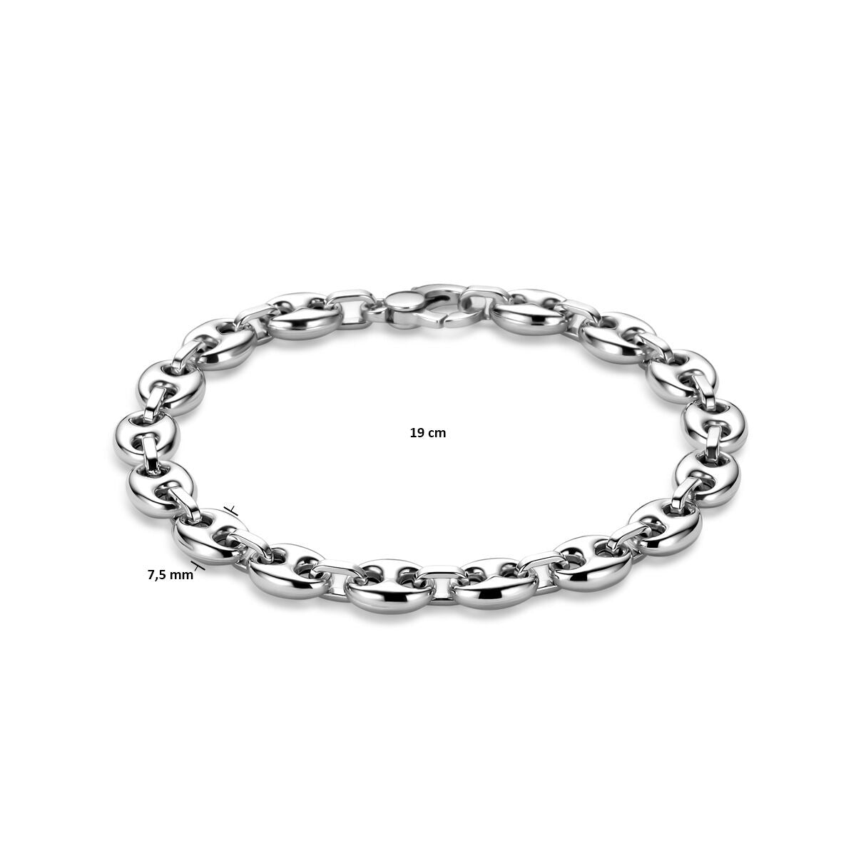 925 Gerhodineerd Zilveren Armband met Koffieboon Schakel