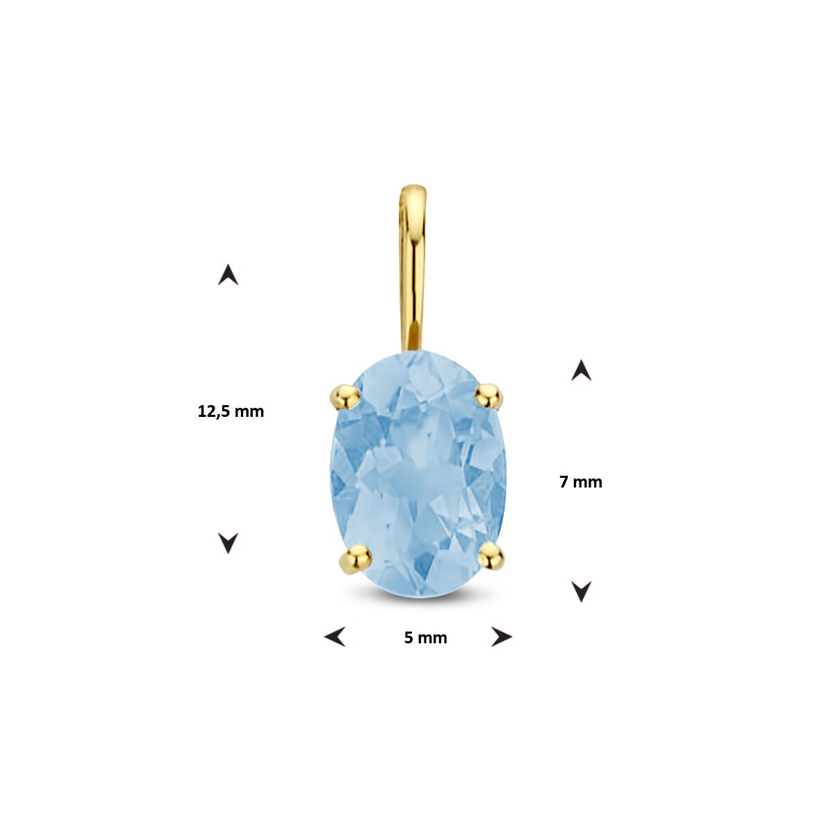14k geelgouden hanger met blauwe topaas – geboortesteen