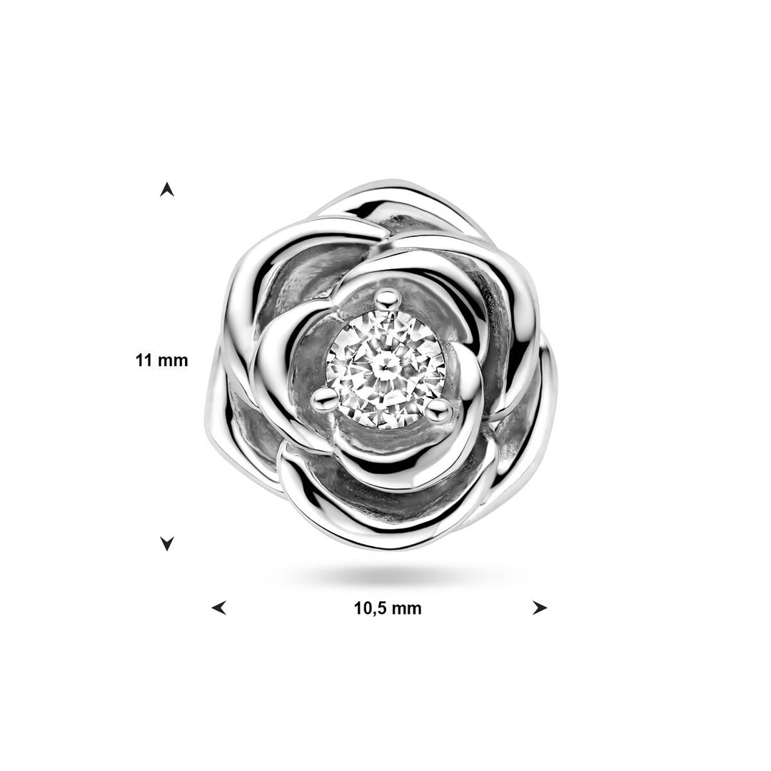 pendant rose zirconia silver rhodium plated
