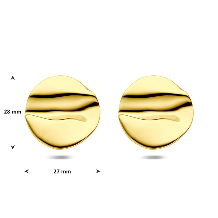 Stalen oorknoppen geelkleurig 28x27mm