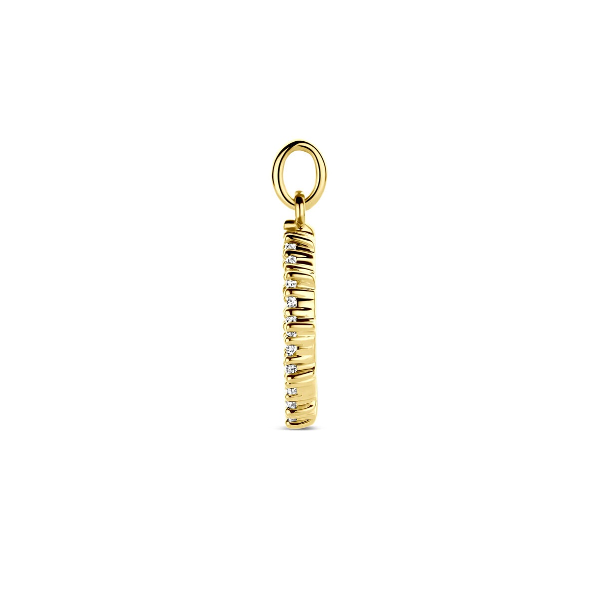 14k Geelgouden hanger met diamant – 0.25 ct, 18 mm hoog