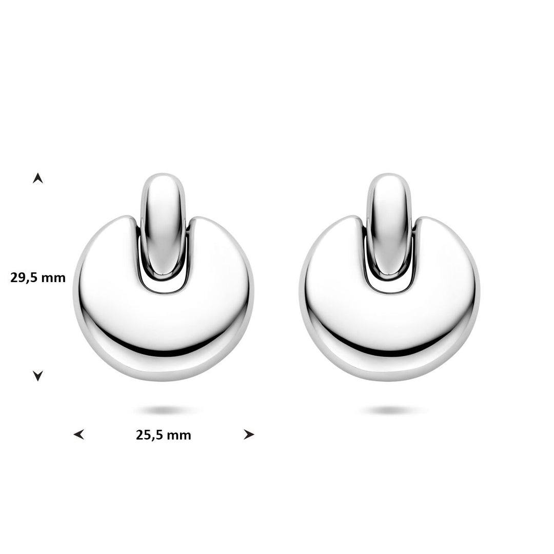 Stalen oorhangers dames zilverkleurig 29,5 mm