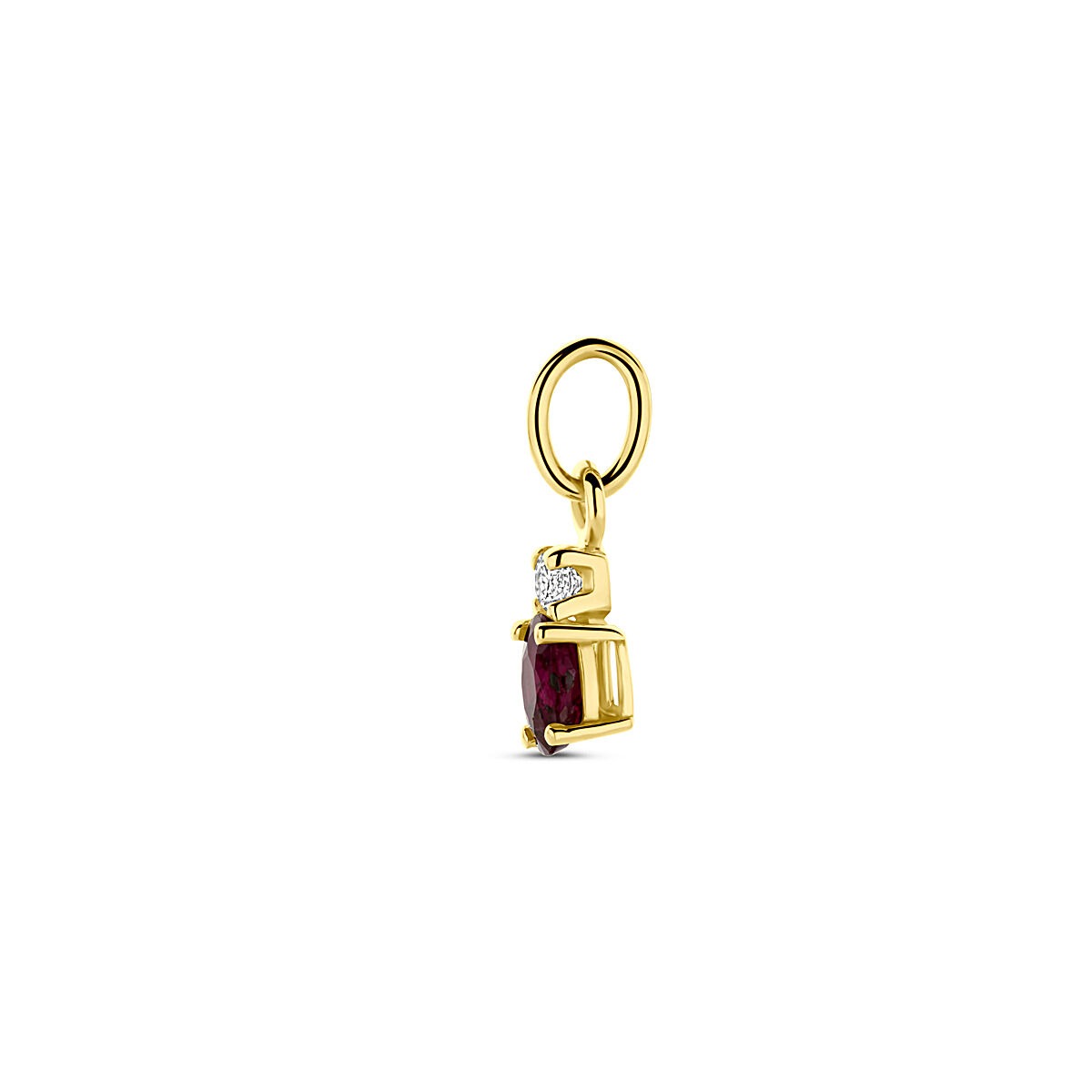 14k Geelgouden hanger met robijn en zirkonia – 12 mm
